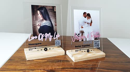 Placa de música con soporte de madera • Portada de álbum de música personalizada de acrílico – Cristal musical