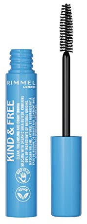 Rimmel London, Mascara Volumizzante e Allungante KIND & FREE, Waterproof, a Lunga Durata, con Burro di Karitè e Biotina, Cruelty-Free e Vegano, 01 Black