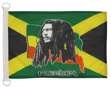 Pavillon nautique Bob Marley 45x30cm - Drapeau de bateau jamaïcain - Jamaïque 30 x 45 cm - AZ FLAG
