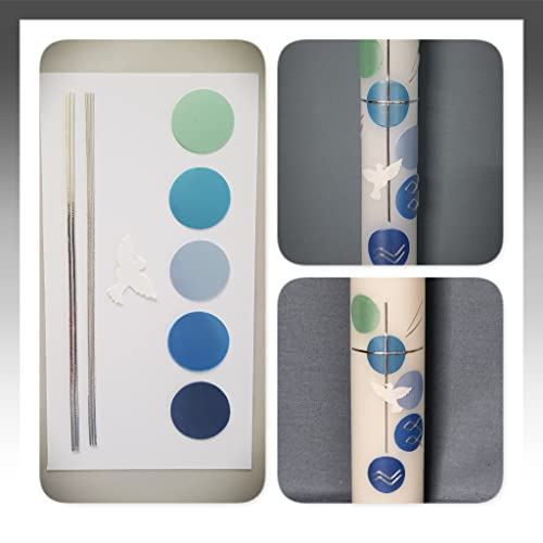 Silkes-Kerzenladen BASTEL-SET für Kommunionkerzen und Taufkerzen Motiv + Beschriftung (Blockschrift) ! MS-03b