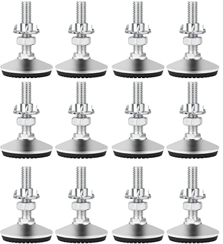 Drenky - Piedini per mobili regolabili in altezza, 12 pezzi, in acciaio inox, M8 x 50 mm, con dadi e base in plastica antiscivolo silenziosa