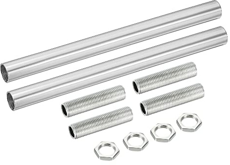 sourcing map 2 Set Verlängerungsstangensatz, Verbindungsmutter M10 150 mm / 3,94 Überwurfmutter mit Gewinderohr, Gewindeverlängerung, Silber | Kupplung Mutter rund Muffe mit Gewinde Sechskantrohr Mutter