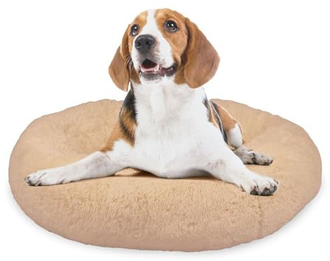 Mediashop Peaceful Pooch M - Flauschiges Hundebett & Katzenbett - gelenkschondendes Hundekissen - waschbarer Bezug - Hundekörbchen - Donut Kissen für Hunde & Katzen