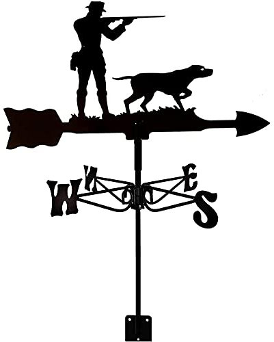 TAISK Wetterfahne Tier Hirsch Wetterfahne Edelstahl Windrichtungsanzeige Professionelle Messwerkzeuge Langlebig Retro-Bauernhof-Szene Gartenpfahl (Schmetterling) (Jäger und Hund)