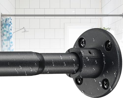 Duschstange 70-190cm, Spannstange Ausziehbar Duschvorhangstange Schwarz Matt für Badezimmer, Fenster, Kleiderschrank