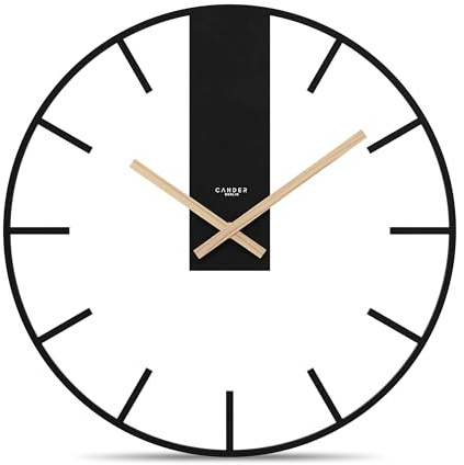 Cander Berlin Juna XXL Vintage Wanduhr lautlos 40 cm MDF Holz-Zeiger ohne Tickgeräusche groß modern schwarz Wohnzimmer Küche