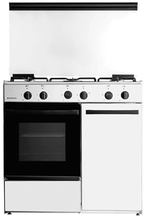 Aspes Cocina Gas Butano 5 Zonas de Cocción, Horno 62 L, Inox AKGW5900PBX. Control Manual, Quemador WOK triple llama, 2 Programas de Cocción, Compartimento Bombona, Tapa Abatible