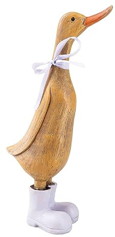 Home Deco London Resin Ducks in Wellies Lovely Decorative Ornament - Great Gift Idea (Duck in Lilac Wellies Oak Effect)