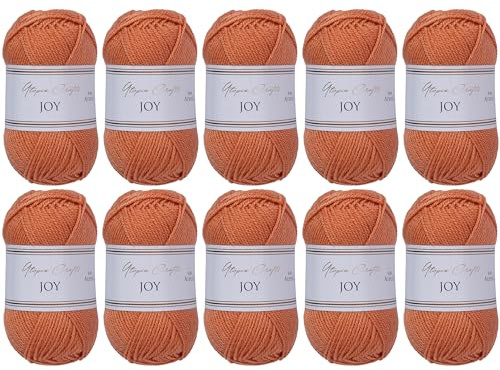 Utopia Crafts JOY Uni stick- och virkgarn, mjukt, lättskött, 100% polyakryl, 10 x 50 g nystan, 150 m (Potters Clay)