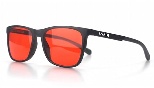 Snadi - NIGHT SHIELD | Gafas Bloqueadoras (99%) de Luz Azul para Mejorar el Sueño | Reducción de Fatiga Ocular | Protección Avanzada Para Pantallas | Produce Naturalmente Melatonina | Unisex | Rojo