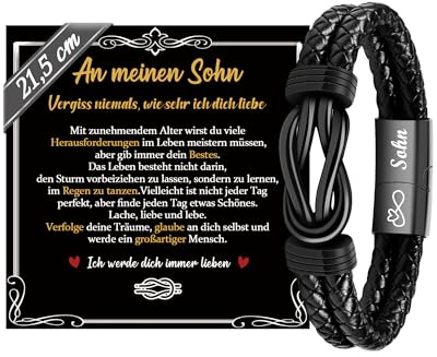 SUNSH Ich Liebe Dich Geschenke für Männer Sohn Papa Bruder, Armband Herren Sohn Papa Mann Bruder, 60 Geburtstag Mann, 18 Geburtstag Junge, Weihnachten/Valentinstag/Vatertagsgeschenke