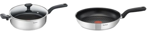 Tefal 26cm Comfort Max Stainless Steel Non-Stick Saute Pan and Lid, Silver & Comfort Max, Induction Frying Pan, Stainless Steel, Non Stick, 30 cm