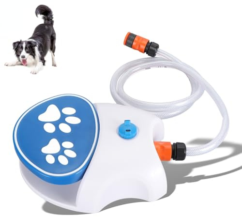 Passo all'aperto della fontana dell'acqua del cane sull'erogatore regolabile dell'acqua di pressione per i cani con l'attivazione del tubo fontana per cani fontana per cani con pedale Fontanelle