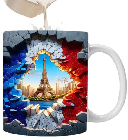 Taza Tour De Paris - Taza De Café Con Leche, Taza De Café, Diseño De Taza Parisina | Taza De Café Decorativa París Con Mango Grande Estable, Diseño De Taza De Café Único Para Oficinas In