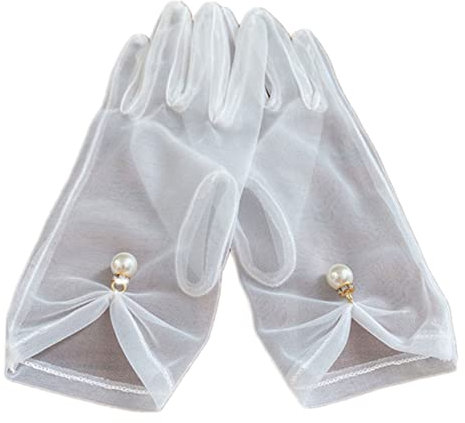 SOIMISS Hochzeits-gauze-handschuhe Für Bräute Elegante Fingerhandschuhe Mit Perlen Und Strass Für Festliche Anlässe Und Hochzeitsfotos Weiß