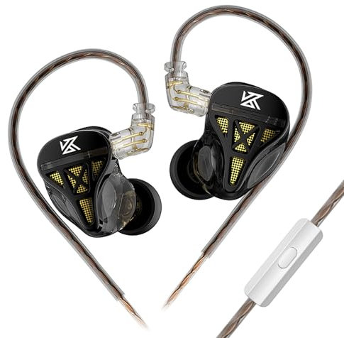 Écouteurs filaires KZ DQS HiFi - Ecouteurs intra-auriculaires semi-ouverts avec pilote dynamique, offrant une basse puissante. Doté d'un connecteur 2 broches de 3,5 mm casque intra auriculaire