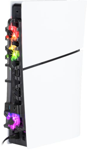 Konix Kühlventilator für PS5 Slim Konsole - 21 x 68 x 40 cm - 3 Geschwindigkeiten - RGB LED-belysning - USB 3.0 Anschluss - Svart