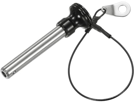 M METERXITY Goupille de Verrouillage à Bille, 10mm Diamètre, 50mm Longueur d'Utilisation des Broches à Dégagement Rapide à Bouton-Poussoir avec Câble de Longe [Acier Inoxydable 304]