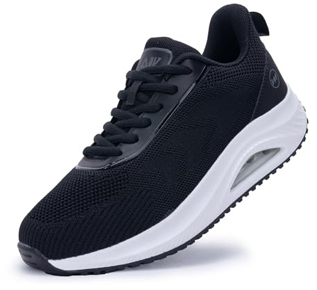 M MGRNDL Womens Walking Shoes Arch Support Orthotic Fashion Sneakers Tennis Shoes for Plantar Fasciitis Pain Relief Black US 8.5