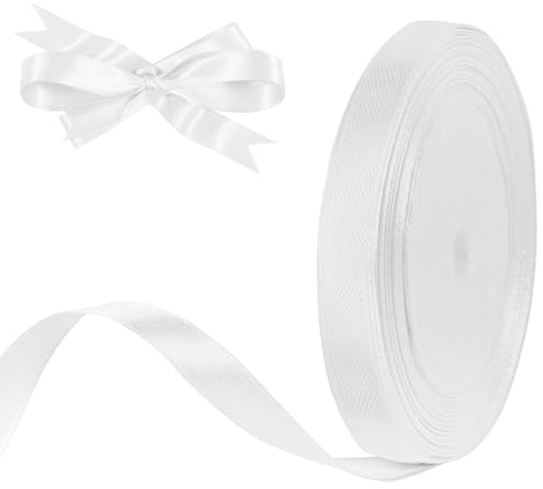 HOTUT 22 m satinband, 10 mm vitt satinband, dekoration sidenband, julband, presentband för jul, bröllop, fest, presentinslagning och hantverk, heminredning