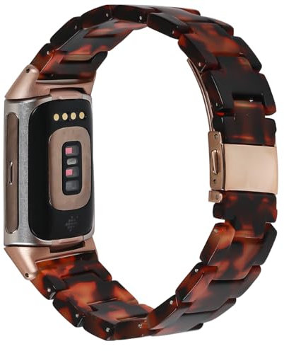 Limque Resin Band Compatible with Fitbit Charge 6/5, Waterproof & Lightweight Bracelet Wristband Replacement with Stainless Steel Buckle, Fashion Strap for Fitbit Charge 5/6 Fitness Tracker Women