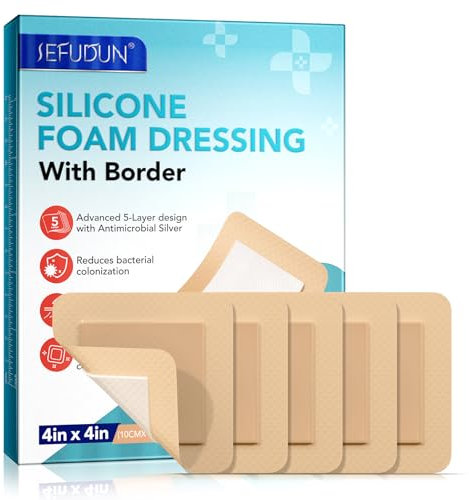 Pansement En Mousse De Silicone 4 X 4 - Bandage De Plaie Stérile Ultra - Mince Avec Bords Adhésifs En Silicone Doux, Soin Des Plaies Superficielles, Imperméable Et Respirant, Coussin Super Absorbant