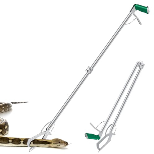 GYORGKSHI Pinzas de serpiente plegables de 78 pulgadas, herramienta profesional de manejo de serpientes para reptiles, herramienta de manejo de mandíbula ancha, gancho de serpiente de acero inoxidable