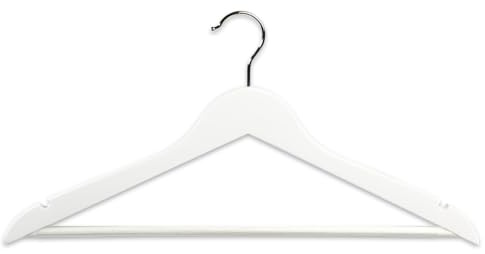 KESPER | Formkleiderbügel - 12er Pack, Material: Lotusholz mit Anti-Rutsch-Lackierung, Metall, Maße: 44,5 cm breit, Farbe: Weiß | 67148