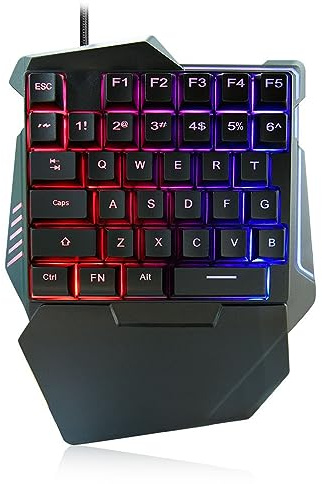 GGFFJ Wireless Bluetooth Mini Keyboard One Handed Gaming Keyboard, G7 35 Keys RGB Mechanical Gaming Keypad with Wrist Rest, Wired USB Mini Ergonomic Customizable Keyboard for PC Gamers Esports