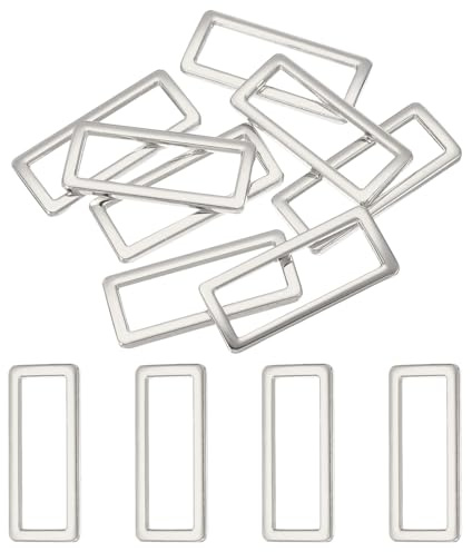 sourcing map 8pcs Metal Flat Rectangle Ring, Rectangular Buckle Rings Square Strap Webbing Loop for Bag Belt Purse DIY
