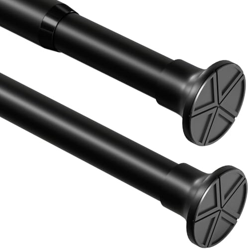 Venwemong Tringle télescopique noire sans perçage réglable pour rideau de douche pour fenêtre et placard, Noir, 85-235 cm