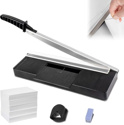 Paper Cutter Compact 34 cm, Lever Cutter Manual Cutting Machine, for up to 10 Sheets A4-B7 (80 g/m²) Paper Cutter with Metal Base Lever Cutter Scissors for Paper and Photos
