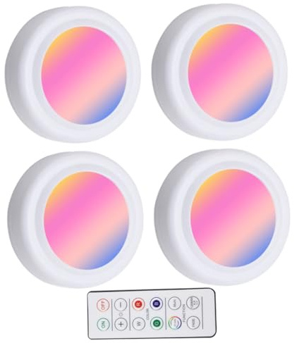 Angoily 4stücke Kabellose Leuchten Mit Fernbedienung Led-puckleuchten Batteriebetrieben Regalleuchten Unterschrankleuchten Kleine Led-leuchten Für Küche Und Schlafzimmer