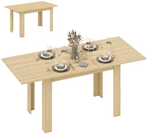 HOMCOM Table à Manger Extensible Moderne 140-180 x 80 cm Effet Bois Naturel