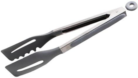 DIYEAH Pinces à Barbecue Acier Inoxydable et Silicone Gris Résistantes Chaleur pour Buffet Pique- et Cuisine Extérieure