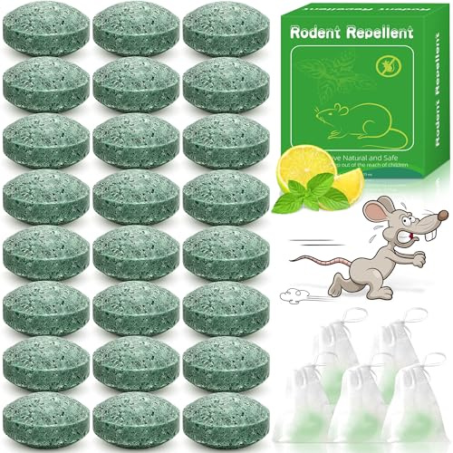 24 Pack Mouse Repellent, Peppermint Rat Repellent, Rat Deterrent, Rodent Control Anti Mice More Humane Than Mouse Trap and Ultrasonic Mouse Repellent for Indoor Outdoor