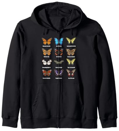 Types de Papillons, Tableau des espèces de Papillons Sweat à Capuche