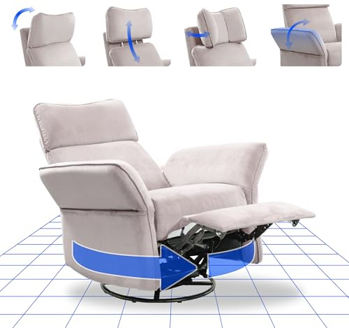 FLEXISPOT XR8 Cradle Elektrischer Relaxsessel mit Schaukelfunktion, stufenlos Verstellbarer Liegefunktion, 3D-Kopfstütze & Vollpolsterung – Stillstuhl für Mütter, Samtstoff, Schnellmontage Beige