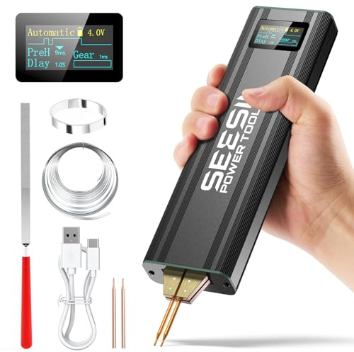 SEESII Battery Spot Welder: Handheld Spot Welding Machine, Built-in Rechargeable Battery, Mini Battery Welder Supports 0.2mm Nickel-Plated Sheets, Ideal for Battery Pack Assembly and Repair