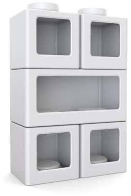 Step2 Contemporary Builders Stackable Storage Cubes, Modular Building Block Kids Toy Organizer, 5-Piece Set, Open-Front, White