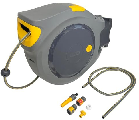 Auto Rewind Wall Mounted Garden Hose Reel 40m Watering Hosepipe