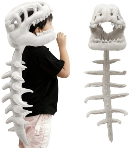 3D Dinosaur Realistic Skeleton Costume Spinosaurus Plush Outfit | Wearable with Spine Extension Realistic Plush Skeleton Costume, Adults Children Halloween Role-playing , Clothing Accessories