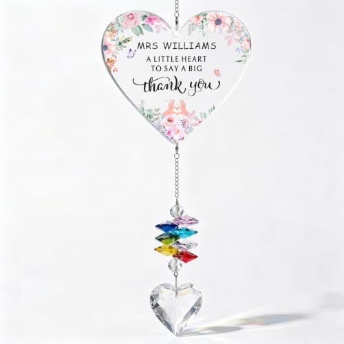 EDSG Personalised Teacher Gifts for Women, Thank You Gift Acrylic Suncatcher Decoration, Teacher Appreciation Thankyou Teacher Gifts End of the Year Teaching Assistant Nursery (Design 2)