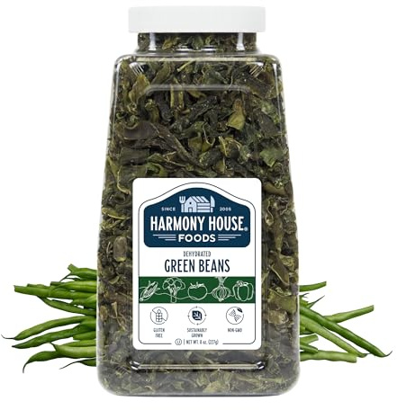 Harmony House Foods Dried Green Beans, cut (8 oz, Quart Size Jar) for Cooking, Camping, Emergency Supply, and More