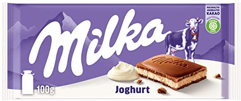 Milka Joghurt 1 x 100g I Alpenmilch-Schokolade I mit Joghurt-Créme-Füllung I Milka Schokolade aus 100% Alpenmilch I Tafelschokolade