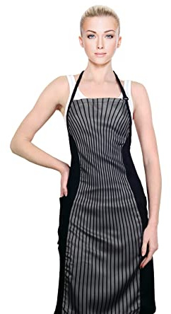 Cricket Slimming Hair Stylist Apron - Lightweight, Water-Resistant, Adjustable, with Pockets, Ideal for Hairdressers, HairStylist, and Beauticians - Gray Pinstripes