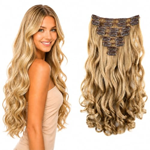 CAISHA XXL 8er 45cm CLIP IN Extension Haarverlängerung Blond Mix CES4a-1