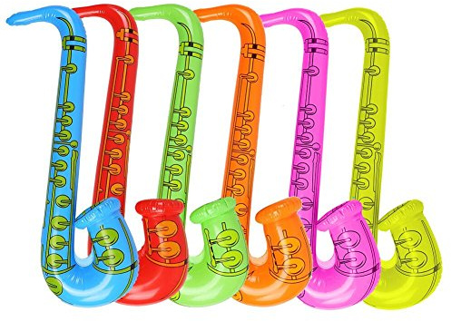 DECORA 27.5“ Inflatable Saxophones Assorted Colors 6pcs for Kids Party Favors
