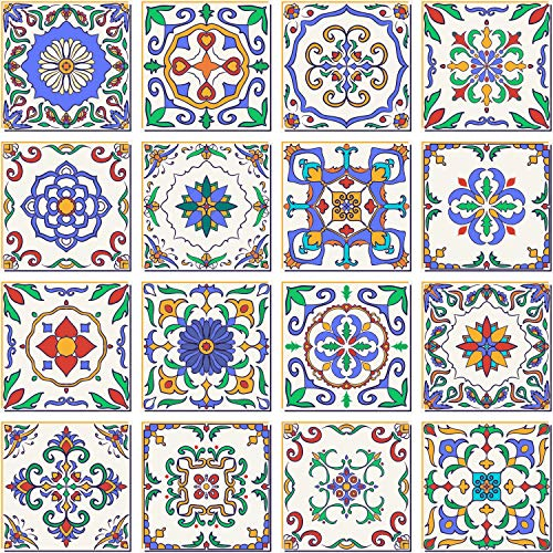 FoLIESEN Fliesenaufkleber für Bad, Küche, Badezimmer - Fliesen-Folie selbstklebend - Klebefliesen Patchwork No.2, .:20x20 cm / 16-tlg. Set