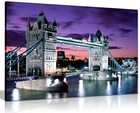 Kunstdruck auf Leinwand, Motiv: London Tower Bridge, A0 91x61cm (36x24in)